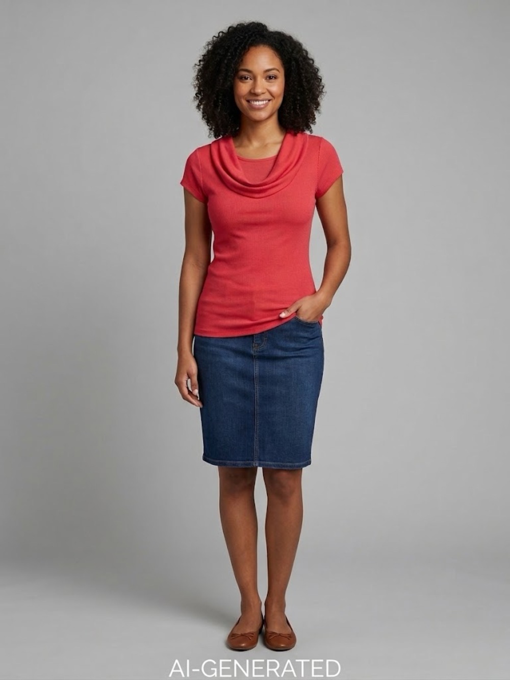 INC International Concepts Red Draped Cowl Neck Short Sleeve Top